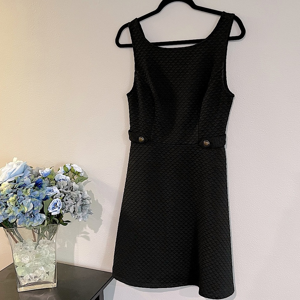 ModCloth NWOT Black Dress with Gold Accent Buttons M